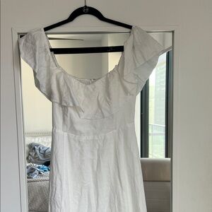 Wilfred White Ruffle Midi Dress